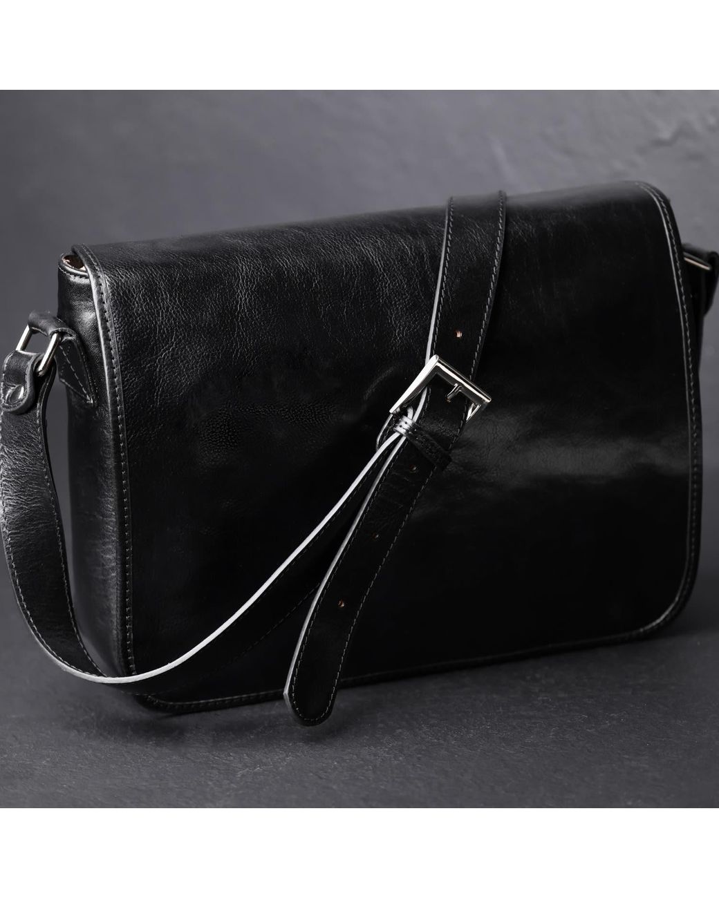 Time Resistance Black Leather Messenger Bag – The Stranger for men