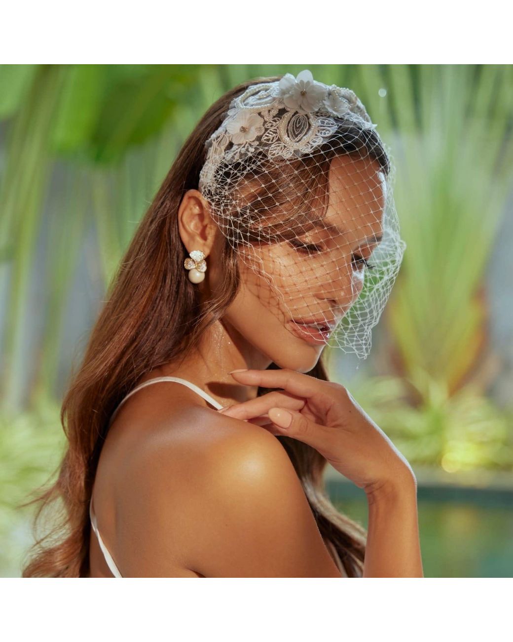 VIEA Metallic Petal Drop Earrings