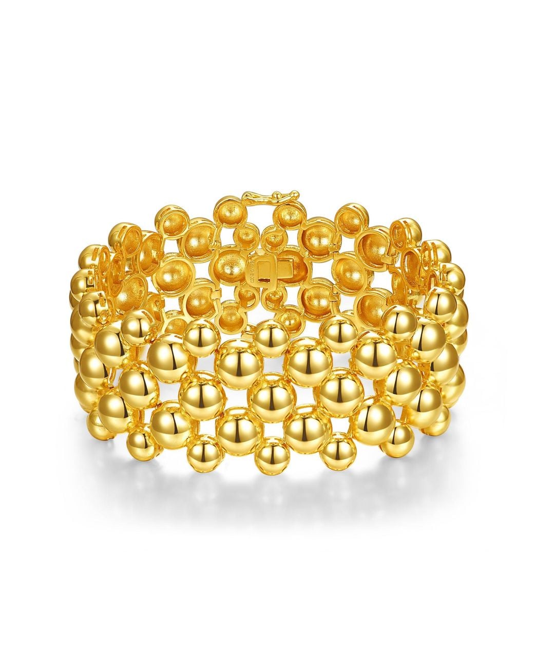 Genevive Jewelry Metallic Rachel Glauber Plated Wide Medallion Mesh Link Bracelet