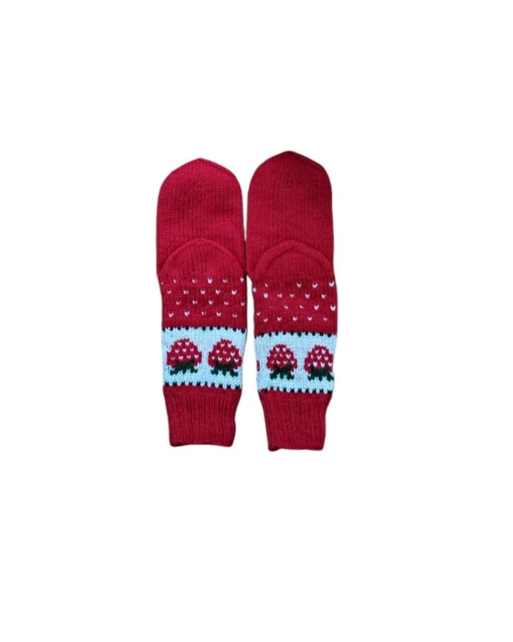 Springmoonatelier Red Handmade Wool Hat, Gloves And Socks Set