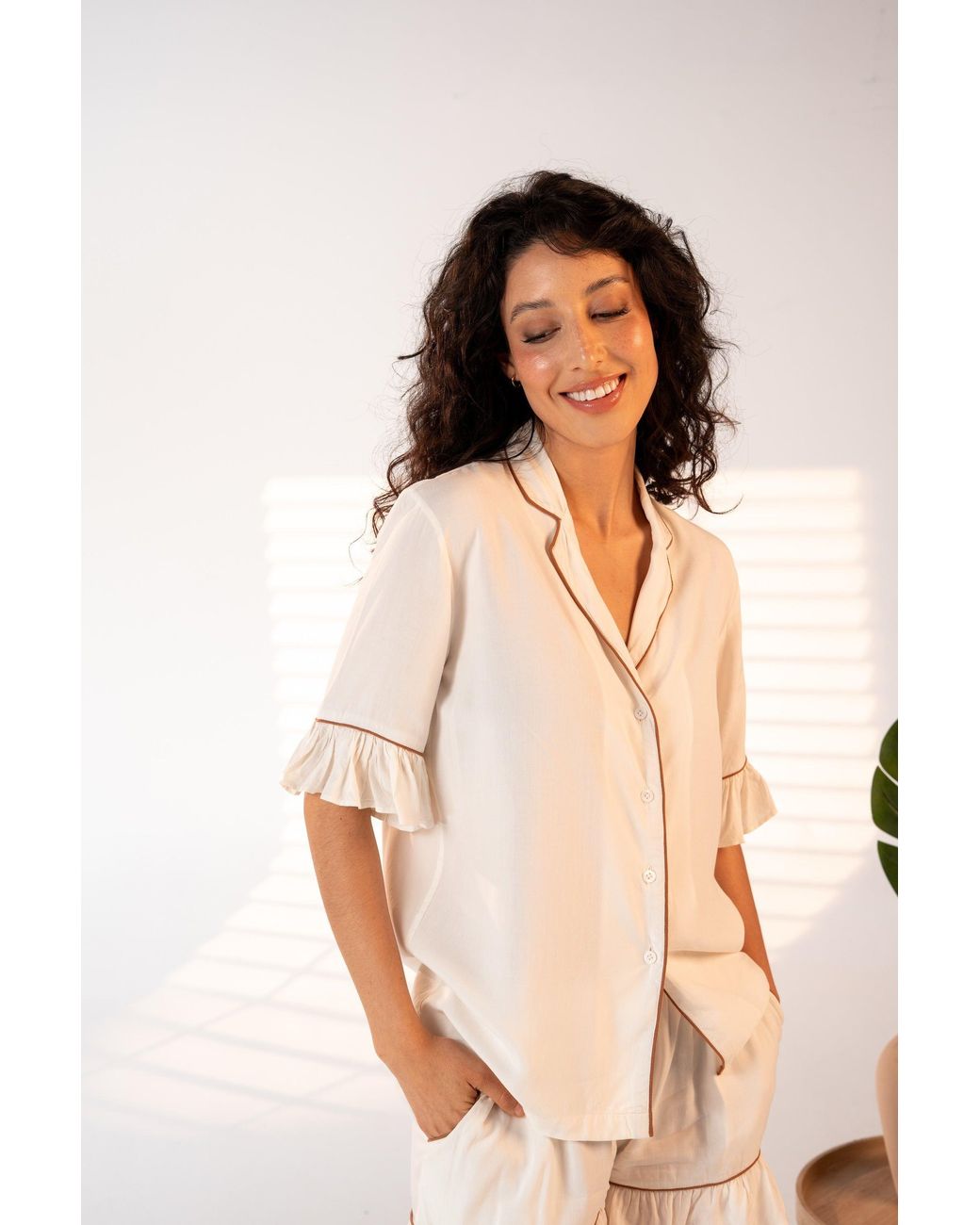 Carolina Benoit White Daynaps Short Sleeves Pajama