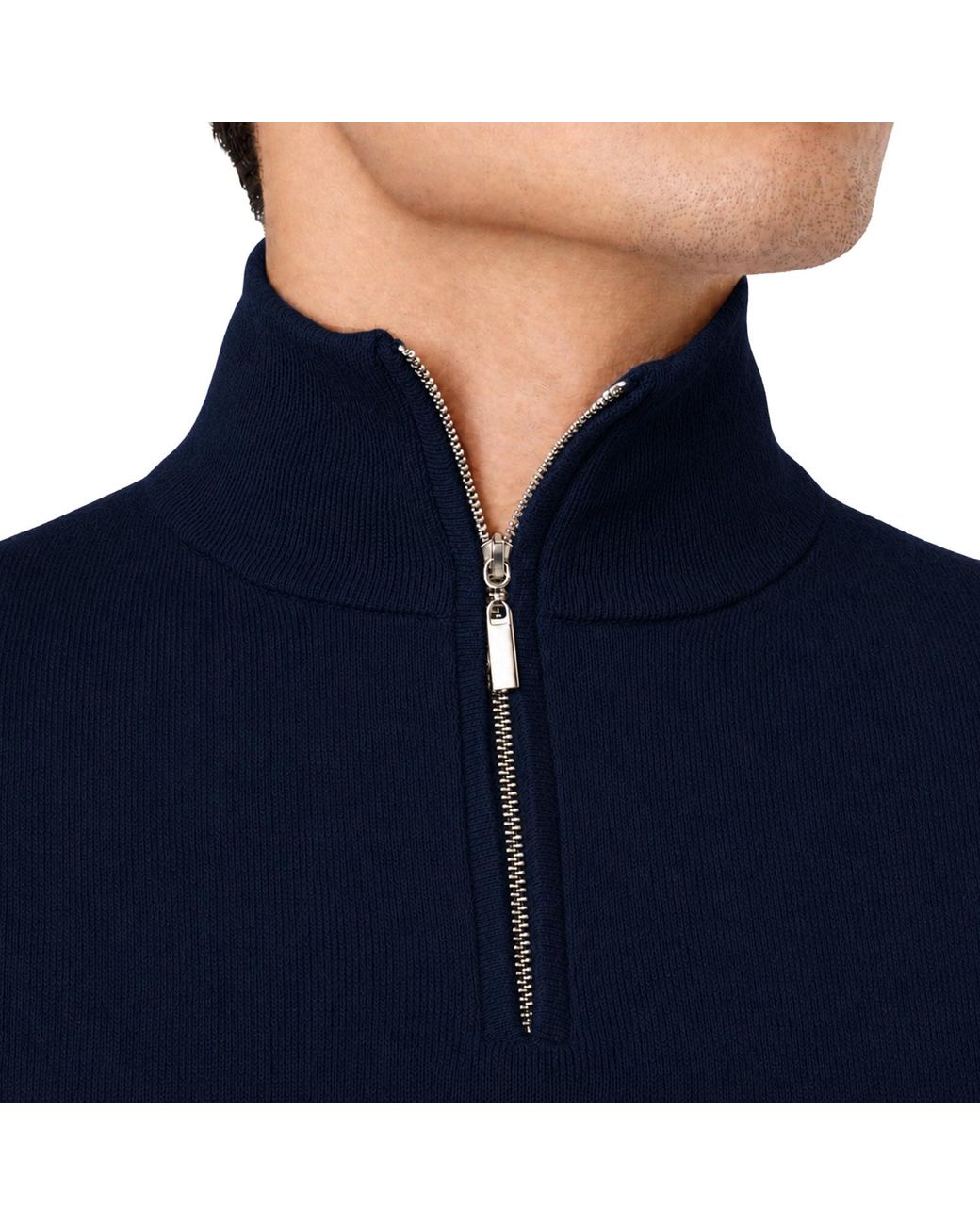SEREN LONDON Blue Half Zip Wool Jumper for men