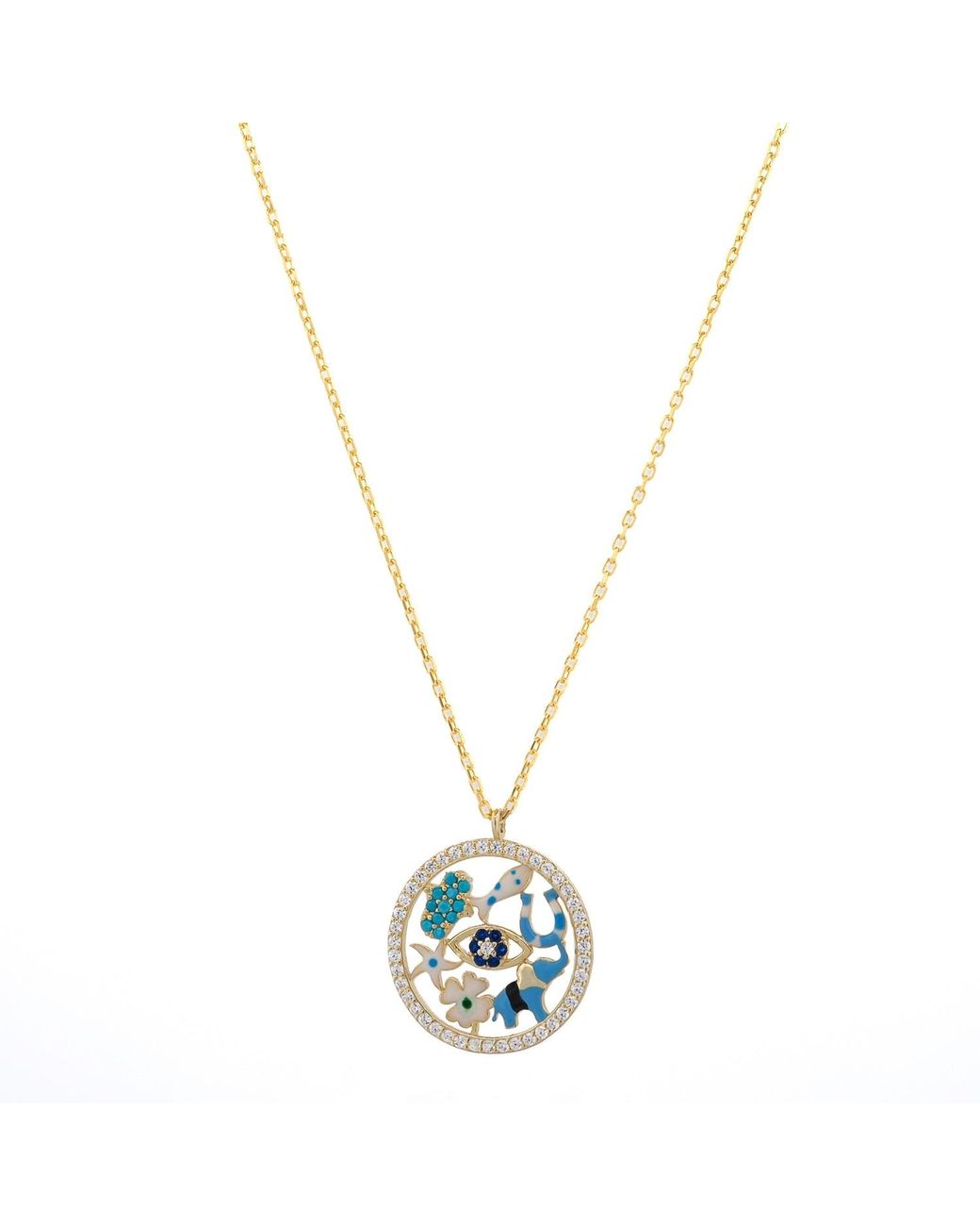 Ebru Jewelry Metallic Lucky Charms Talisman Pendant Necklace