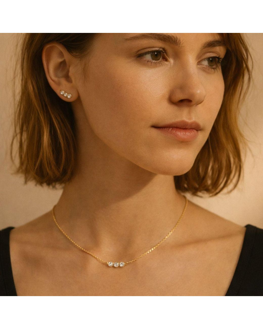 Lily Flo Jewellery Metallic Tripple Diamond Necklace