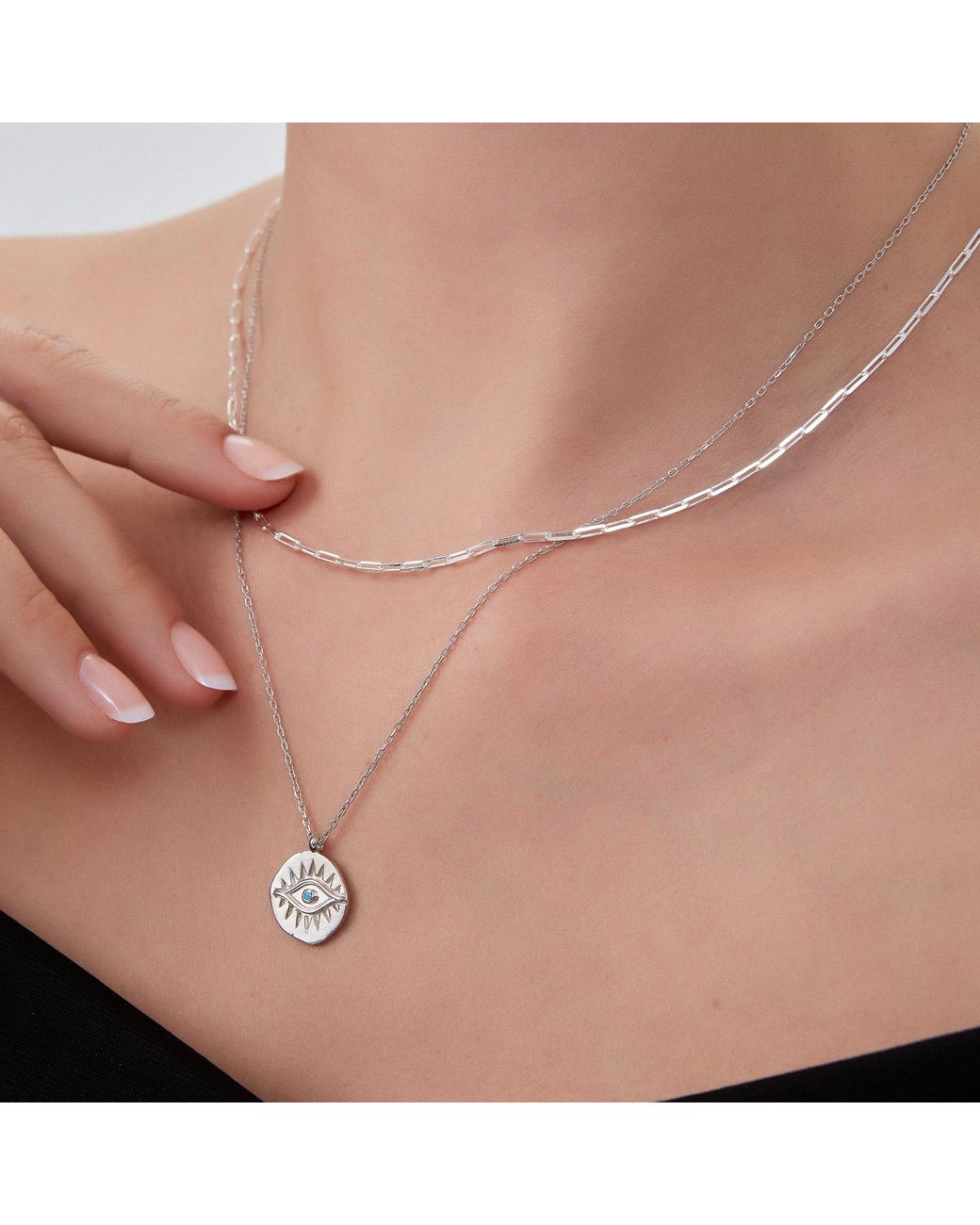 Spero London Metallic Rectangular Sterling Chain Bracelet & Necklace Set