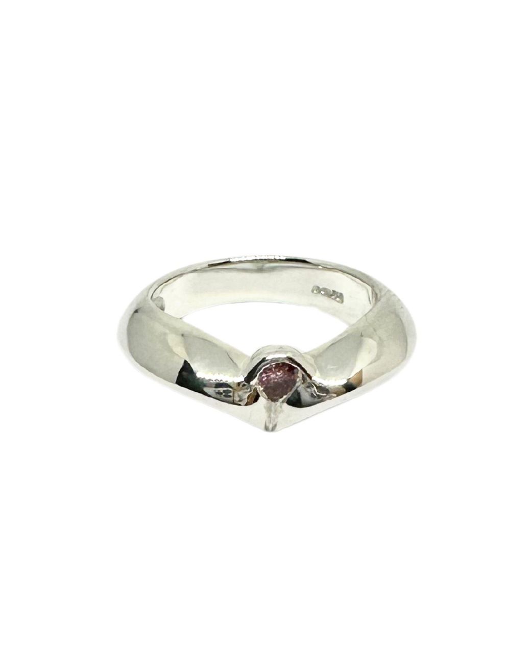 Tg-Jewellery by Tamara Gervasio Metallic Heart-Shaped Band Ring With Cubic Zirconia Sterling