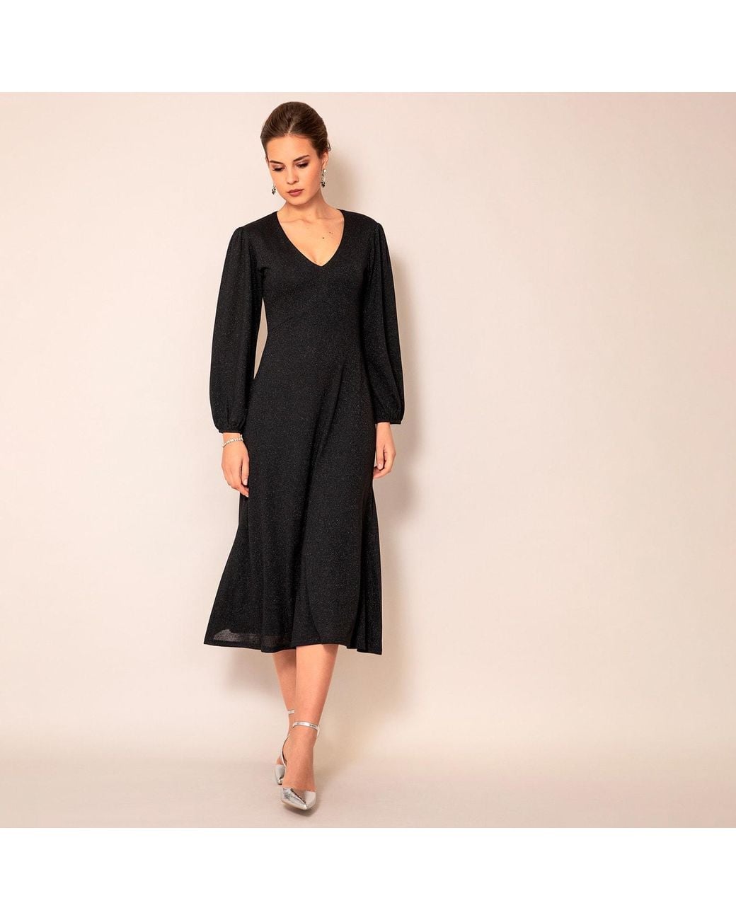 Alie Street London Black Cecilia Midi Dress Glitter