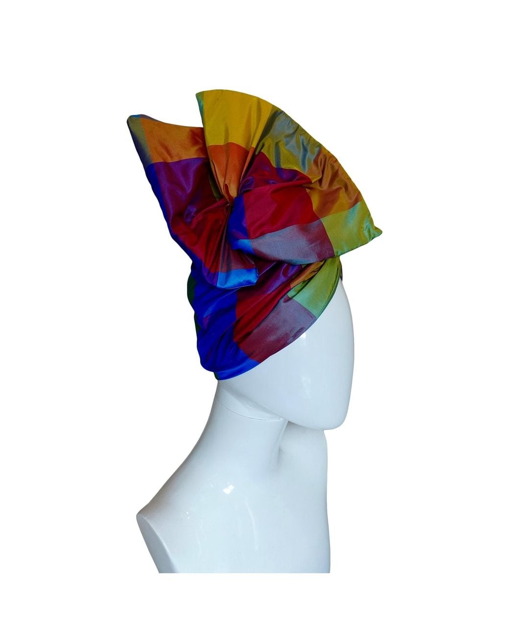 Romer Millinery Blue Twisturban Turban Silk Taffeta Bright Color Block