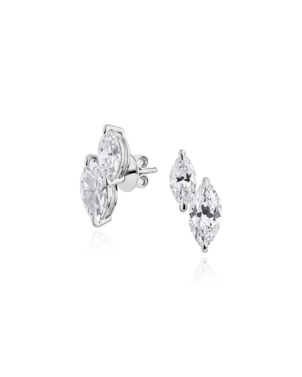 SALLY SKOUFIS White Renaissance Stud Earrings With Made Cz Diamond Stimulant