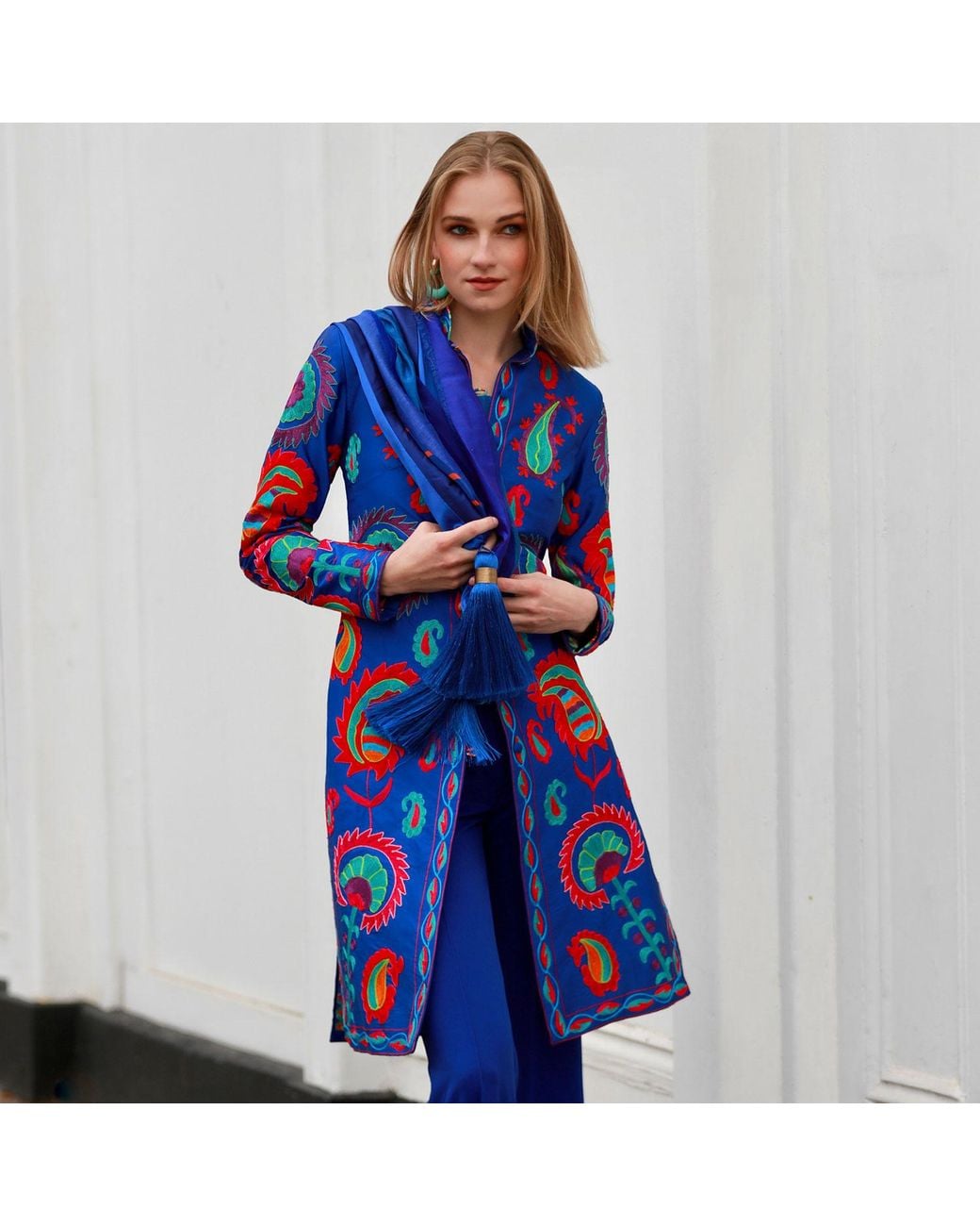 Beatrice von Tresckow Blue Royal Samarkand Nehru Jacket