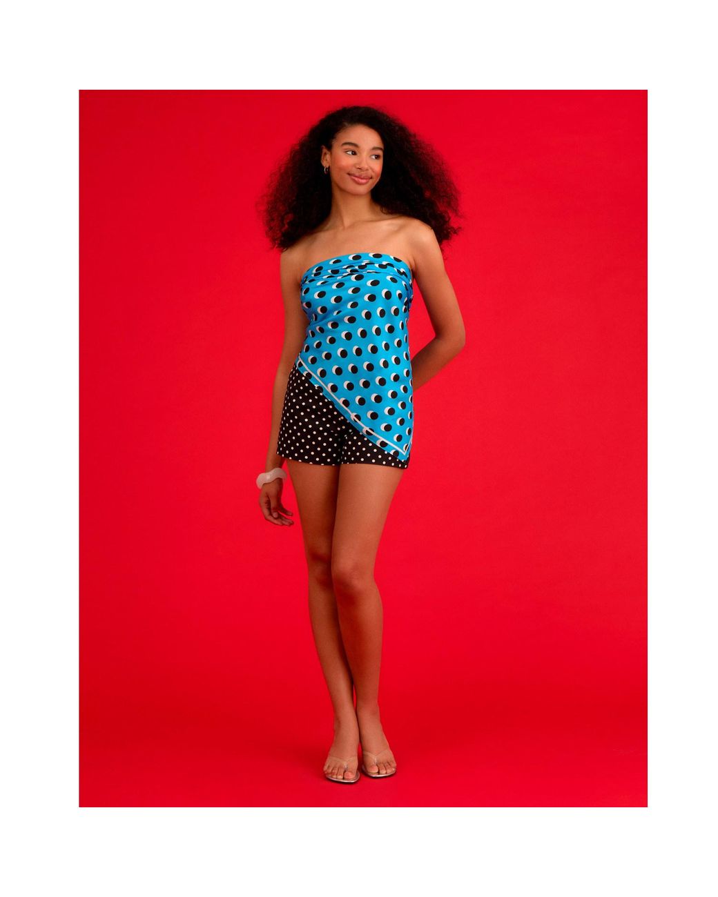 INGMARSON Blue Oversized Polka Dot Silk Scarf