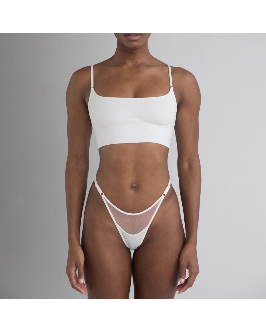 MONIQUE MORIN LINGERIE White Core Adjustable Cheeky Bikini Crystal