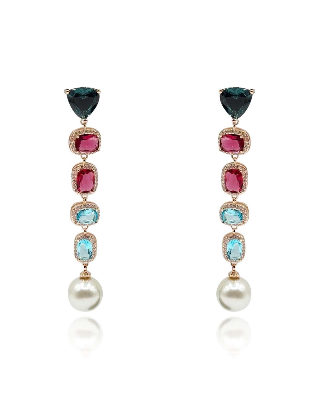 Michael Nash Jewelry White Michela Multi Color And Pearl Drop Hanging Earrings