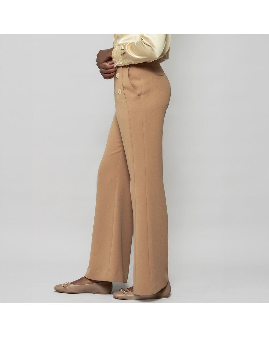 Solgo Atelier Natural Martha Sailor Bootcut Crepe Pant