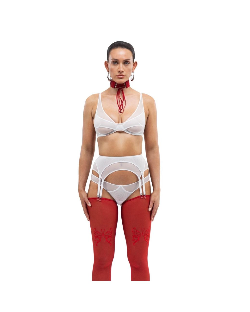 Zhilyova White Asteria Garter Belt