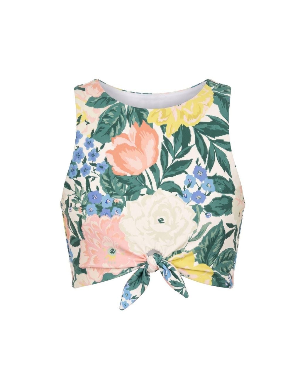 Lime Ricki Swimwear Blue Bouquet Knotted Crop Top