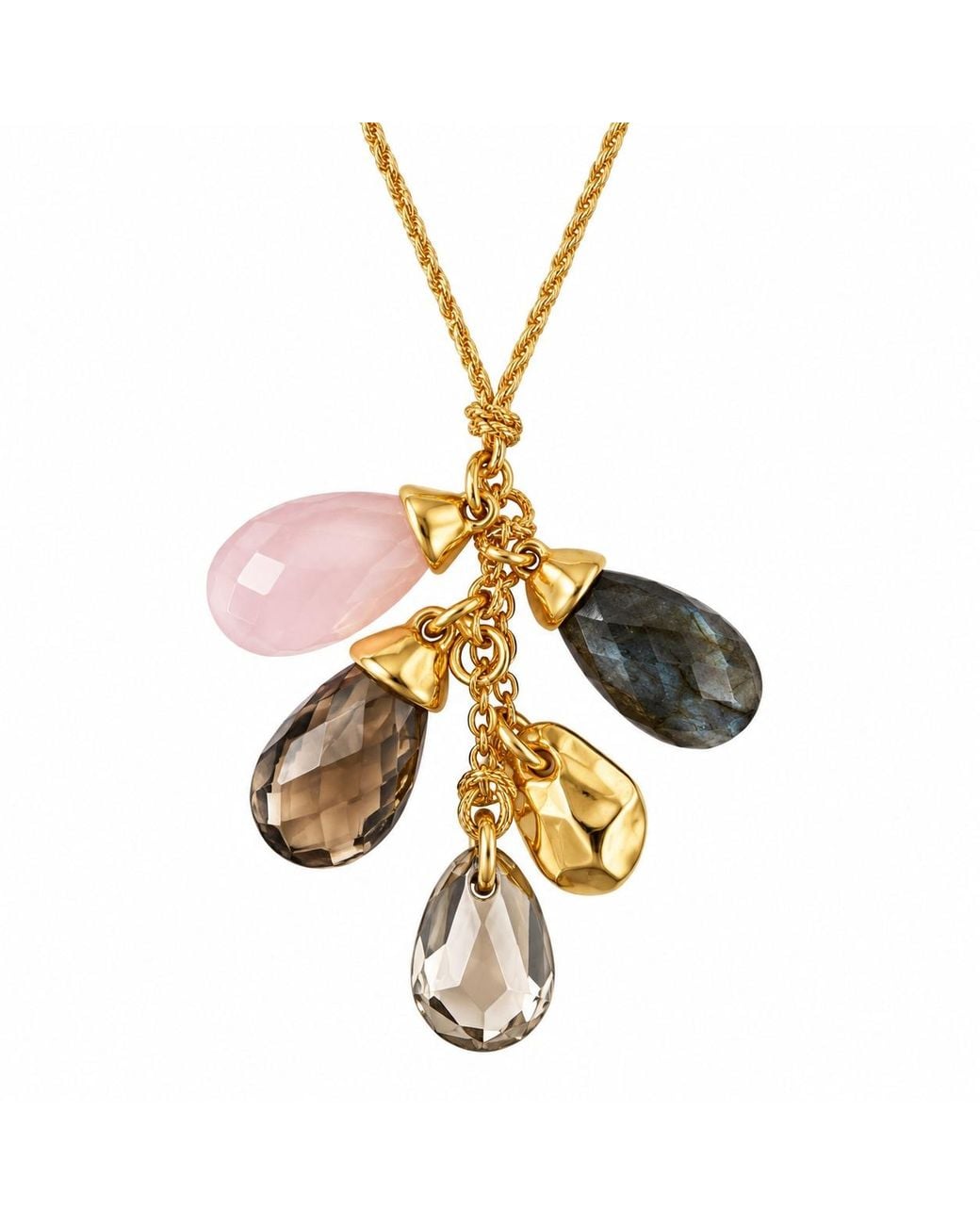 Persia Dona Jewelry Metallic Gems On A String Necklace