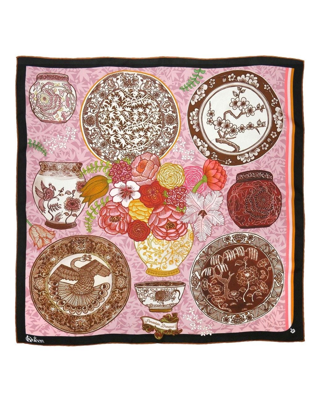 Kueen Pink Neutrals Silk Scarf