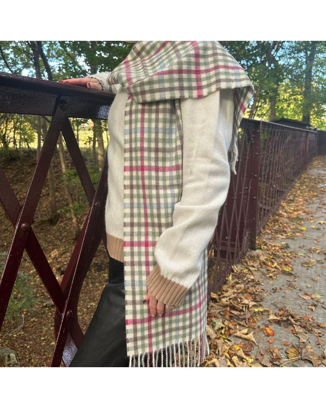 Kinalba Blue Neutrals Oban Tweed Foxglove Cashmere Scarf