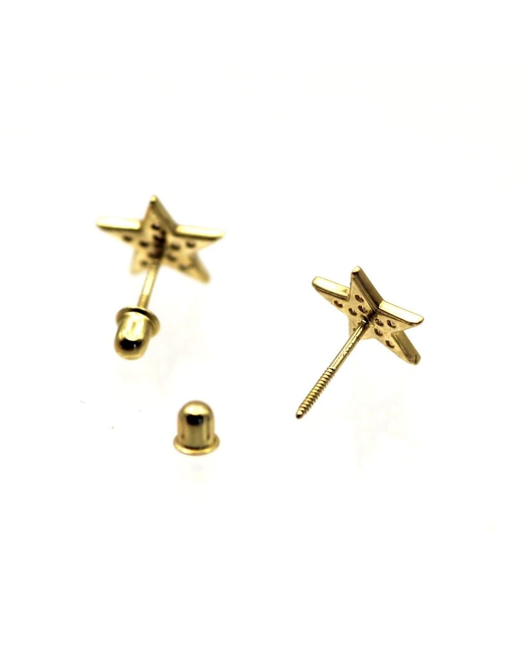 VicStoneNYC Fine Jewelry Metallic Sparking Star Stud Earrings With Screw Back