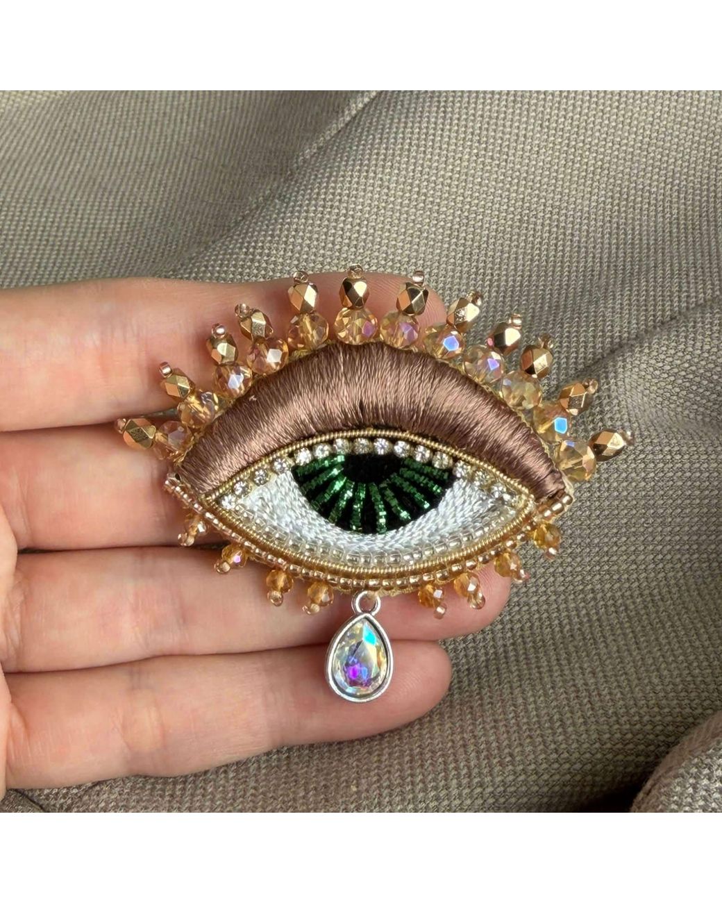 VETKA Metallic Neutrals Eye Talisman Brooch – Sunny Gaze