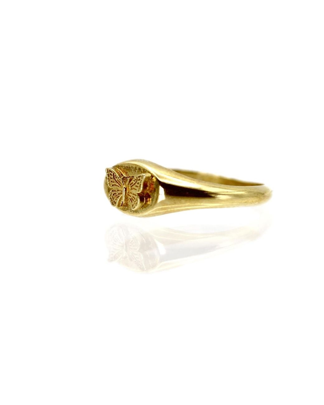 VicStoneNYC Fine Jewelry Metallic 14K Beautiful Hope Butterfly Solid Signet Ring