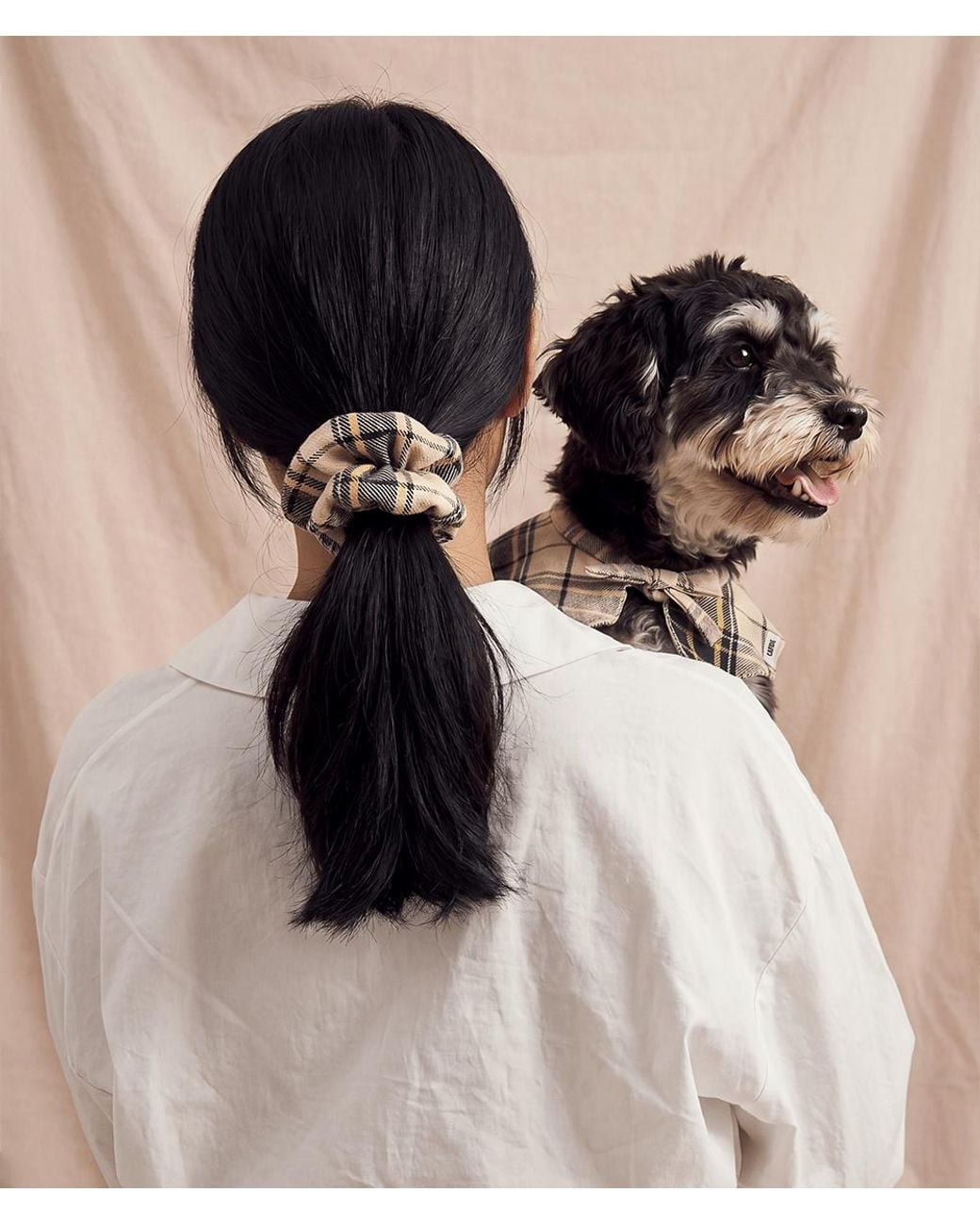 Cafide Metallic Neutrals Tartan Scrunchie Hair Tie, Noa