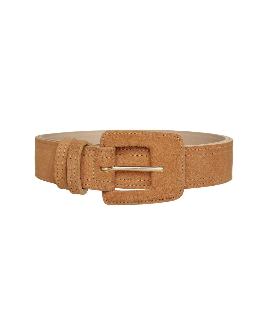 BeltBe Brown Suede Rectangle Buckle Belt
