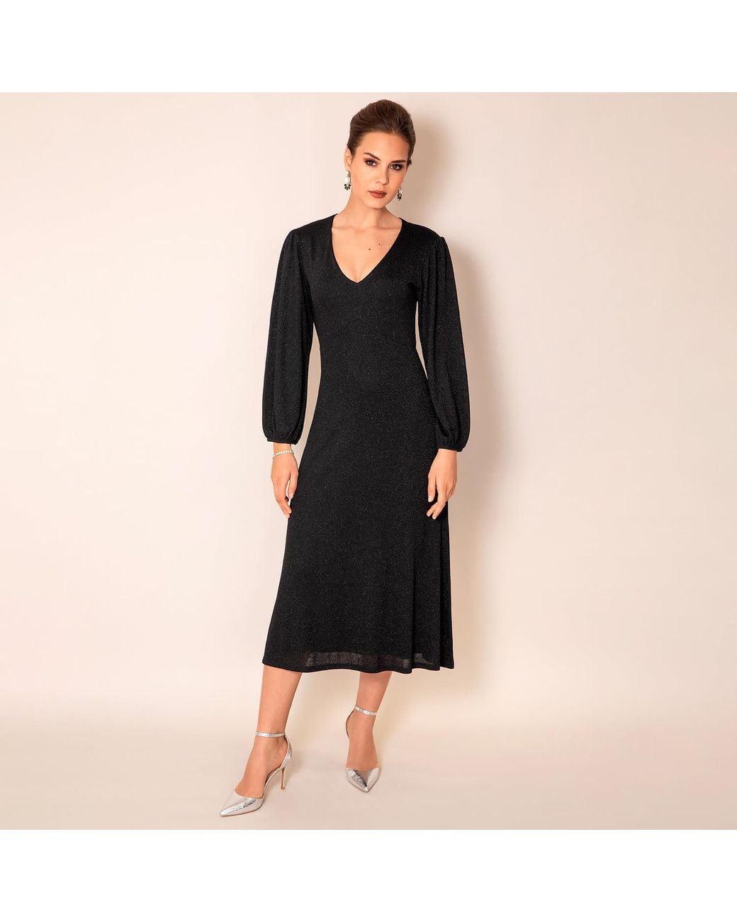 Alie Street London Black Cecilia Midi Dress Glitter