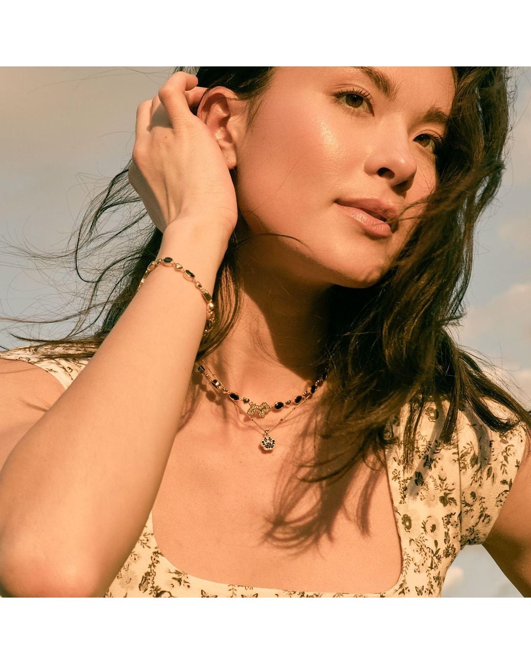 Cloud Haven Metallic Crystal Logo Necklace