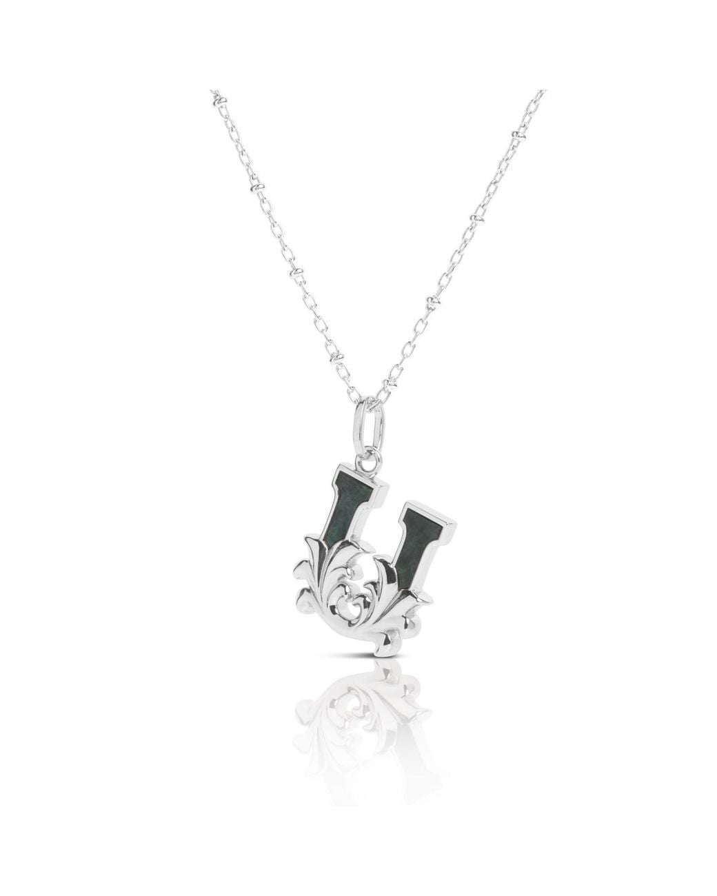 Kasun Metallic Solid U Initial Necklace With Marble