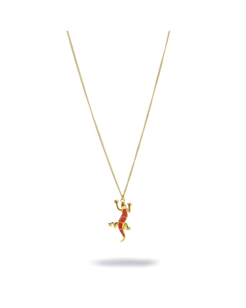 Ebru Jewelry Metallic Lucky Gecko Enamel Pendant Necklace