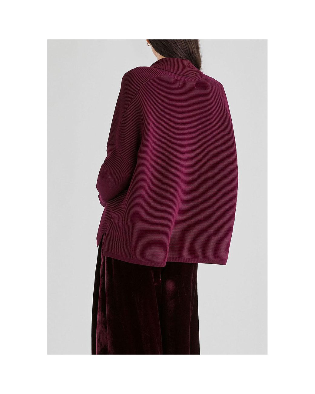 Paisie Purple Shawl Collar Ribbed Jumper
