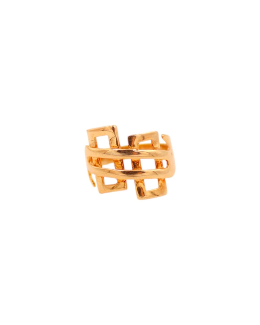 1610Istanbul Metallic Byzantine Monogram Texture Ring