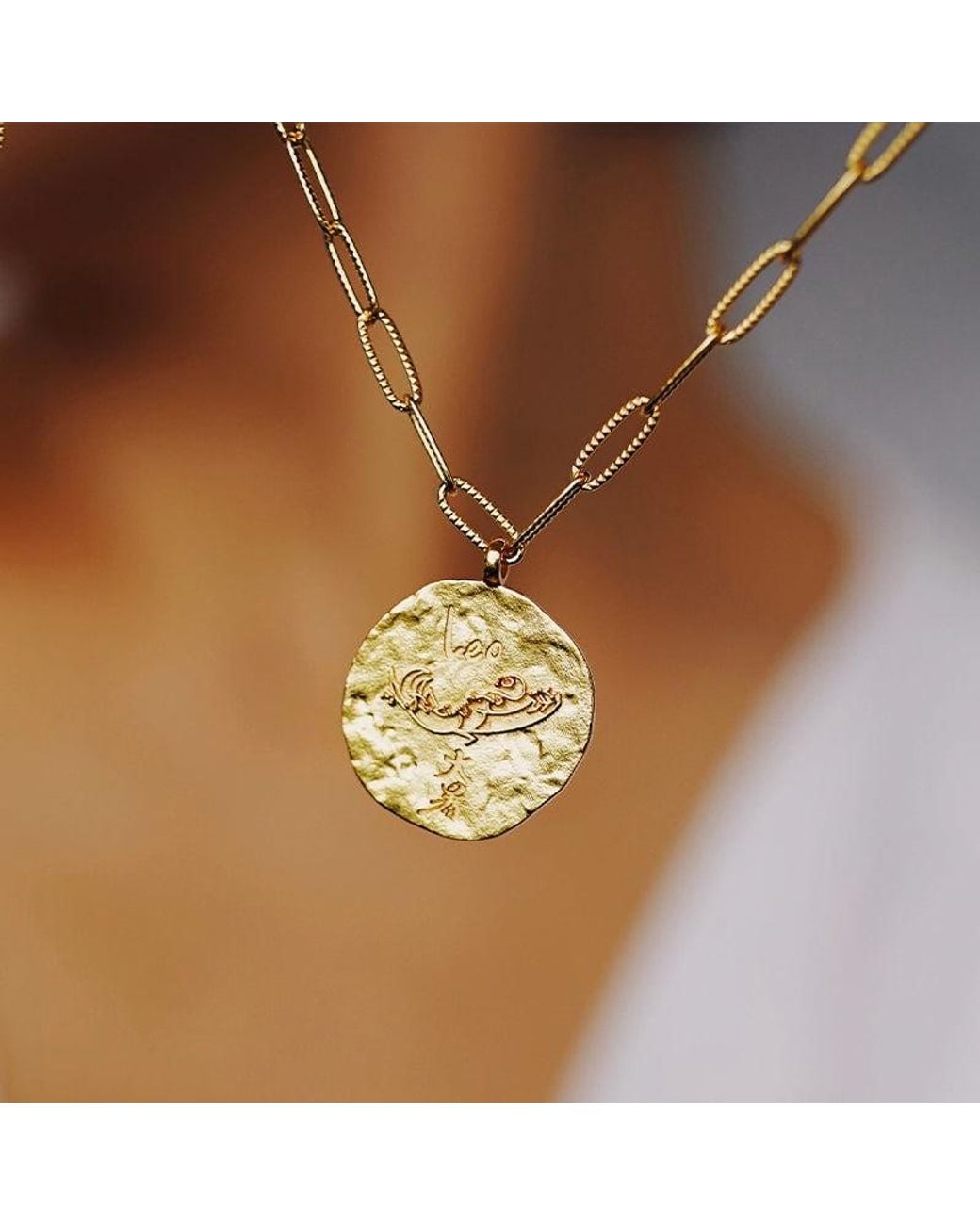 Aurozia Metallic Constellations Leo Double-Sided Coin Necklace