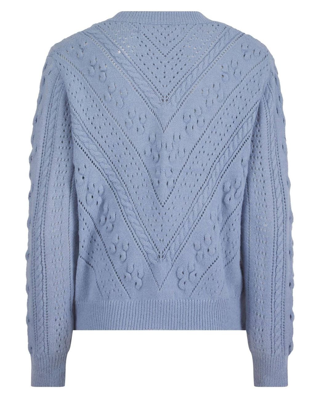 Hortons England Blue Newquay Pointelle Knit Jumper Powder