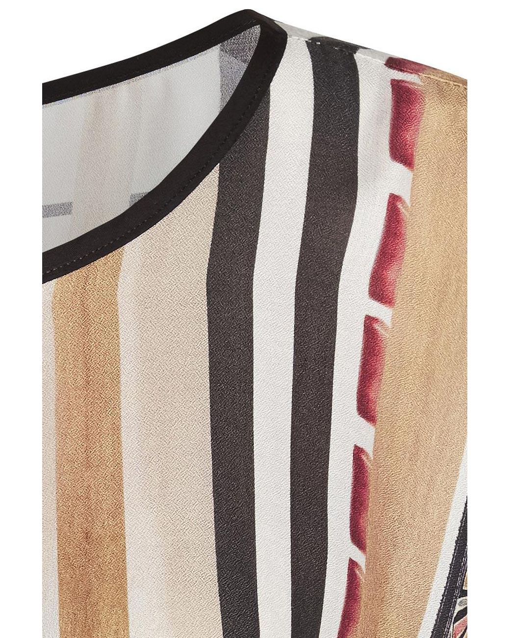 Conquista Black Print Short Sleeve Top With Tie At The Nape By Fashion
