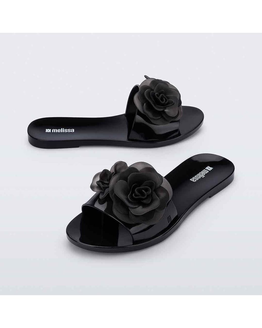 Melissa Black Babe Petals Flat Slides