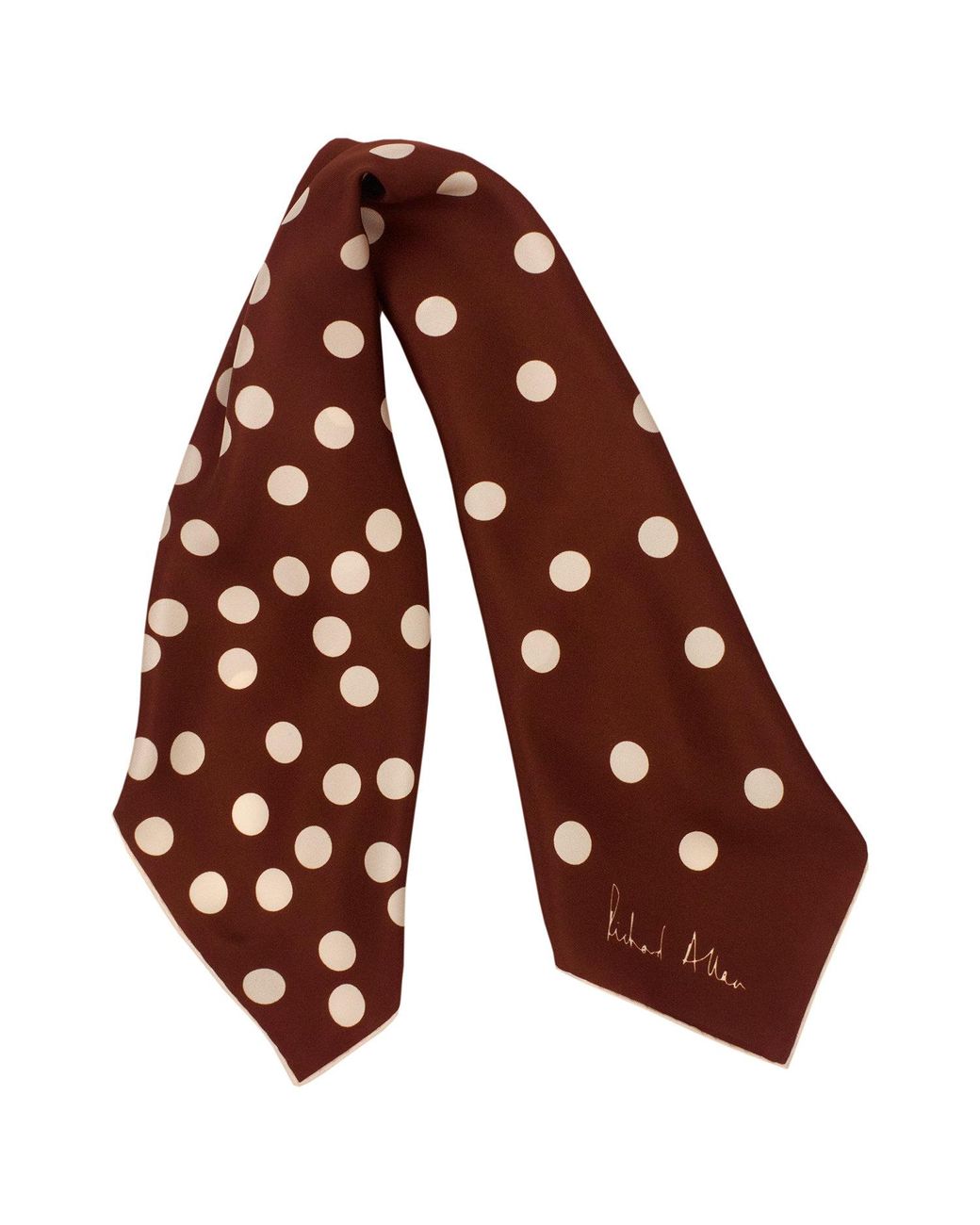 Richard Allan London Brown And Polka Silk Scarf