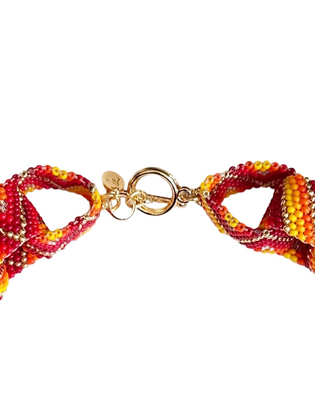Iliana Arrazola Red Bold Chunky Link Necklace, And, Glass Beads, Beaded Jewelry