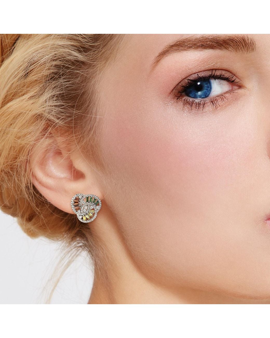 Artisan Metallic Colored Diamond Cluster Earrings