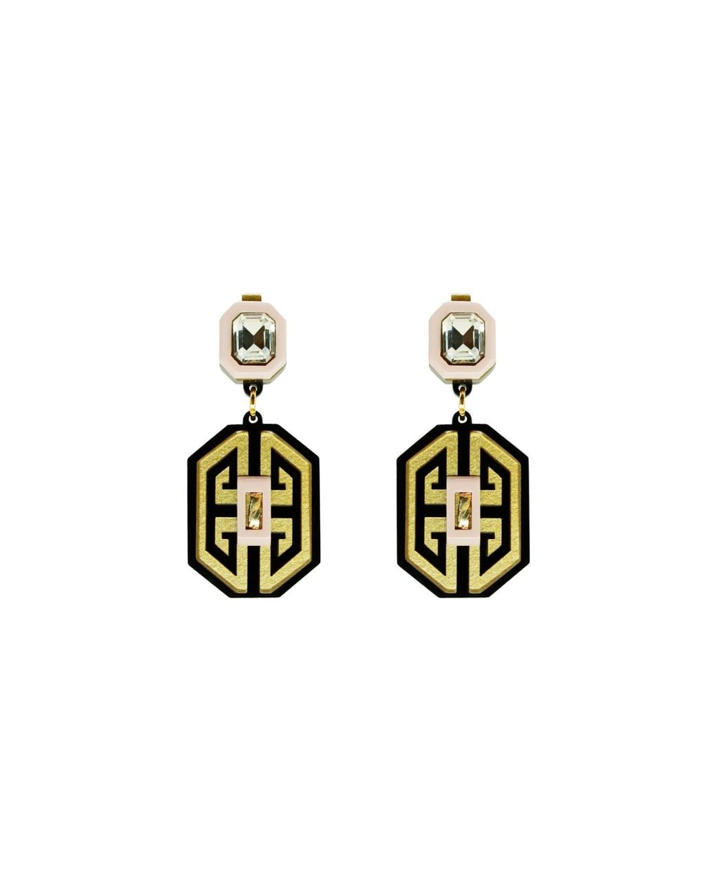 Gissa Bicalho Metallic Acrylic Handmade Earring Meander Candy