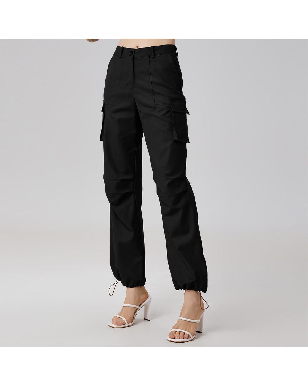 Smart and Joy Black Drawstring Ankle Cargo Pants