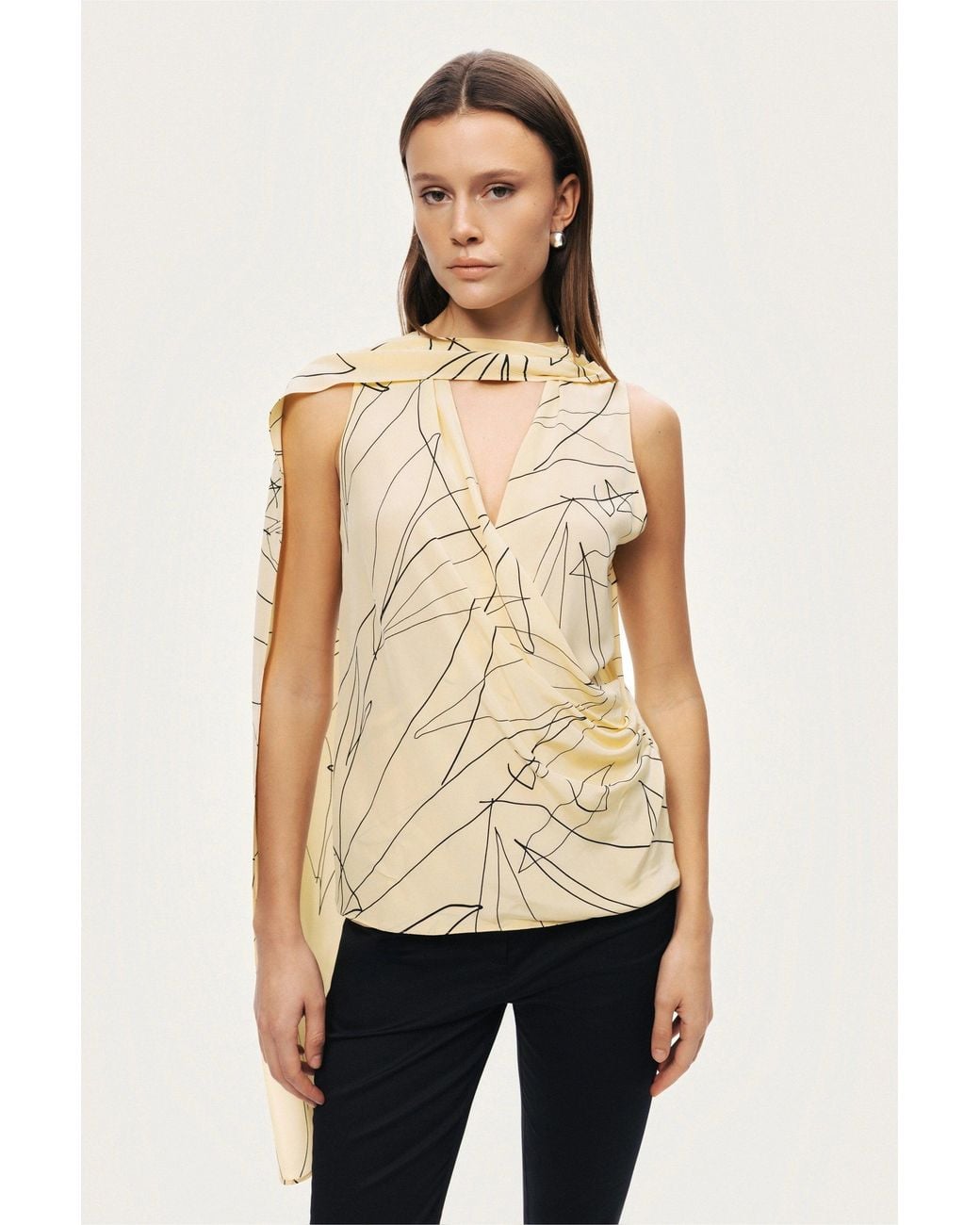 Nocturne Yellow Shawl Detail Blouse