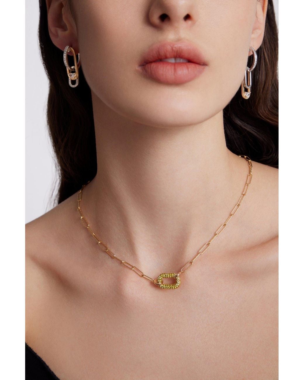 Arte Madrid Metallic Toggle Convertible Hoop Earrings With Drop Charms