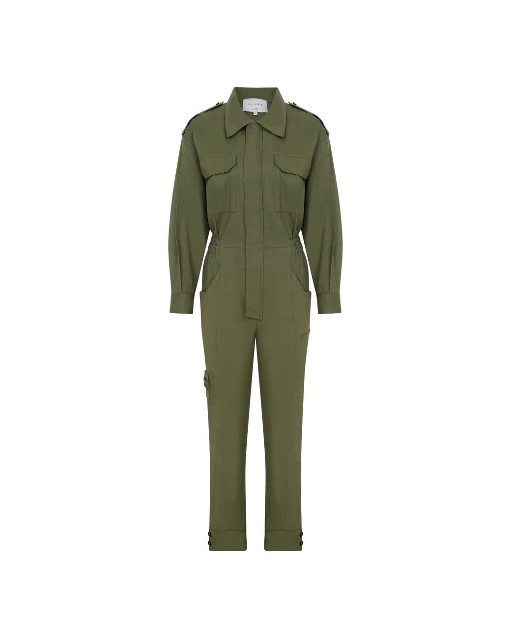 NAZLI CEREN Green Dorothy Zipped Cotton Jumpsuit