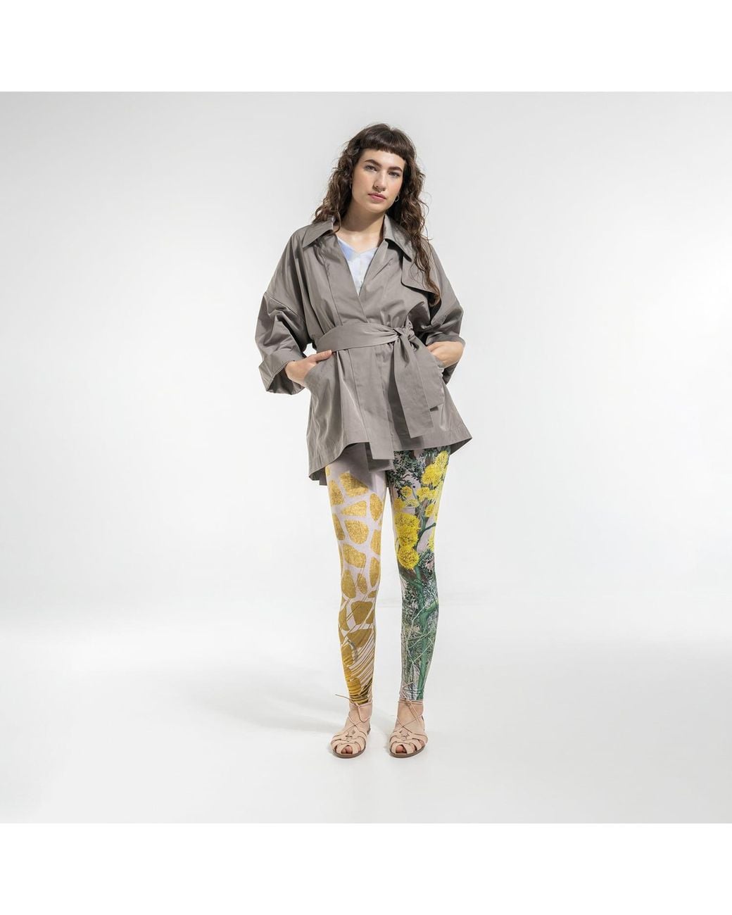 ARTISTA Gray Fennel Printed Elastic Leggings