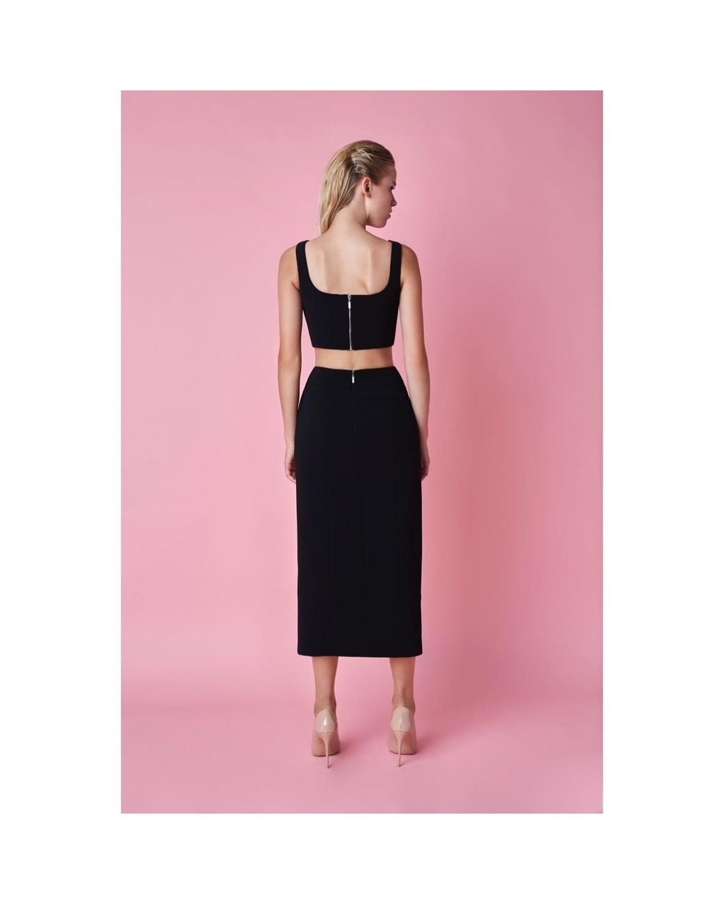Nomi Fame Blue Noara Midi Front Slit Skirt Set