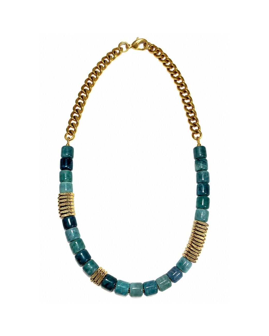 Rachel Nathan Blue Guatemalan Jade & Brass Heishi Necklace