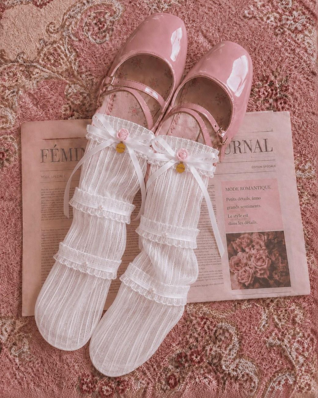 ADIBA White Cherie Lace Socks